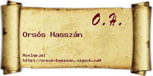 Orsós Hasszán névjegykártya